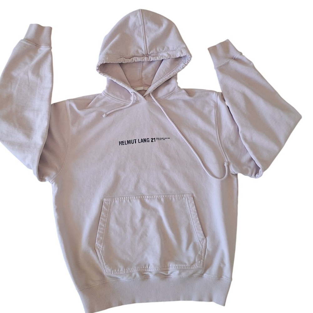 Helmut Lang Logo Hoodie Size L Pink Distressed